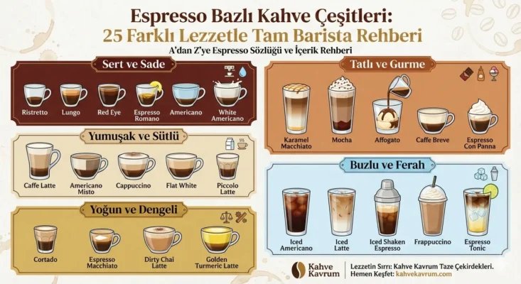 Espresso Bazlı Kahve Çeşitleri İnfografik