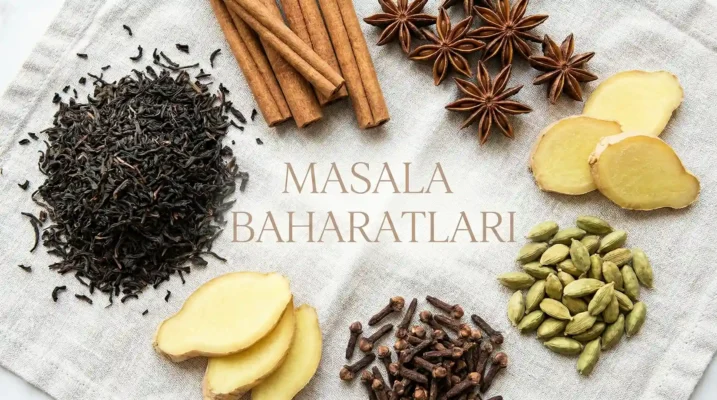 Tarçın, zencefil, kakule ve karanfilden oluşan Masala baharatları karışımı.