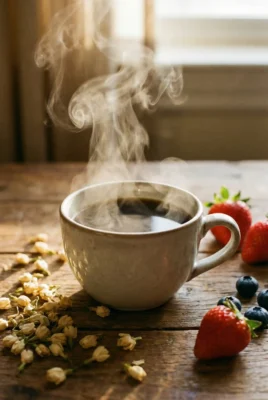 Taze demlenmiş Etiyopya Sidamo kahve çekirdekleri
