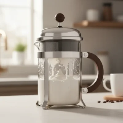 French press ile süt köpürtme tekniği - Evde sütlü filtre kahve yapımı