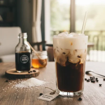 Hindistan cevizi sütüyle hazırlanan tropikal aromalı Cold Brew.