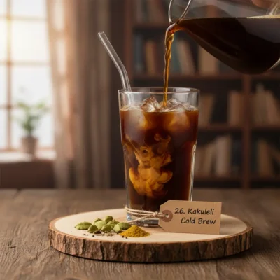 Kakule çekirdekleri ile demlenmiş aromatik Cold Brew kahve.